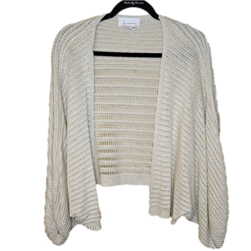 Anthropologie Bubble Dolman sleeve pointelle knit slouchy crop cardigan …